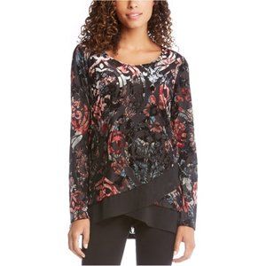 Karen Kane Velvet Black Burnout Top Size Small NWT